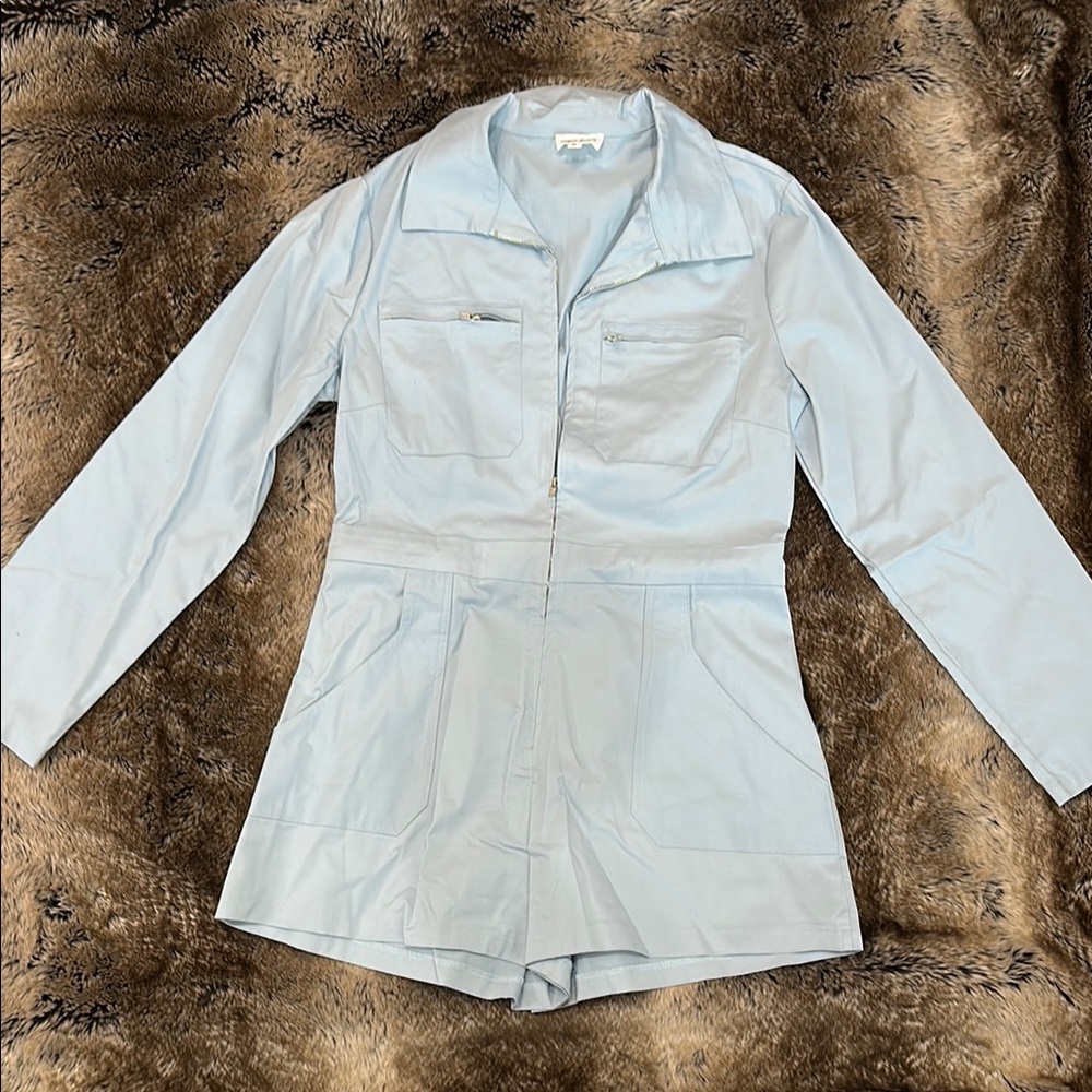 NEW NEVER WORN Light Blue romper with long sleeves